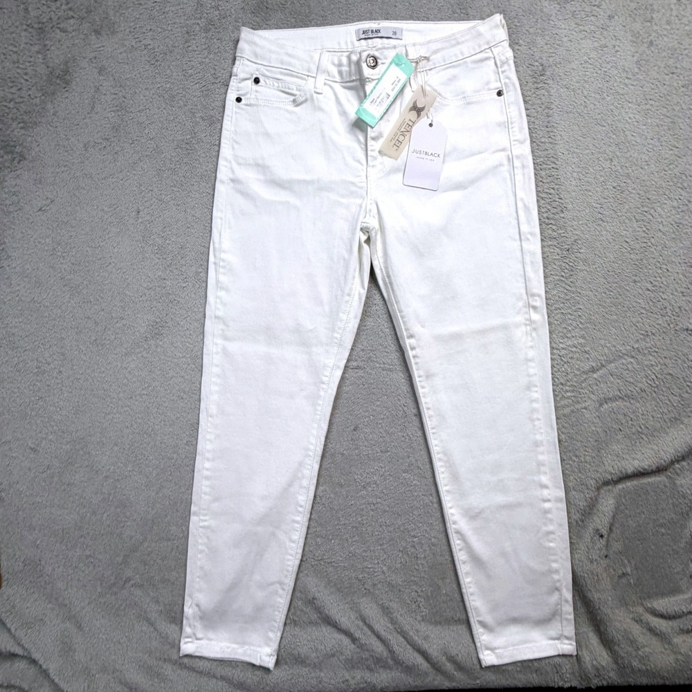 Just Black Optic White High Rise Crop Skinny Jeans Size W30in. x L25in. NWT